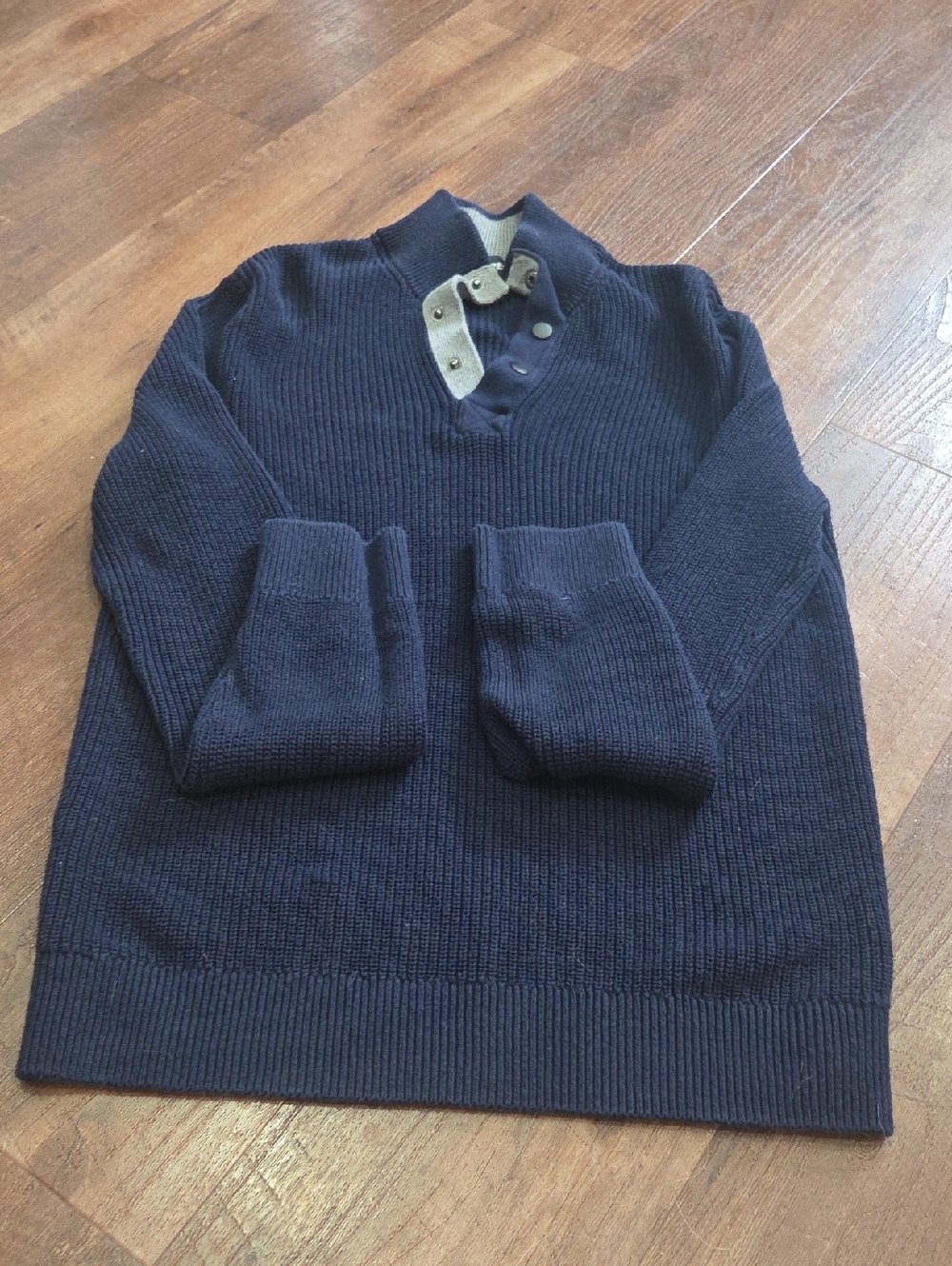 Express Men's Navy Button-Up Shawl Collar Sweater